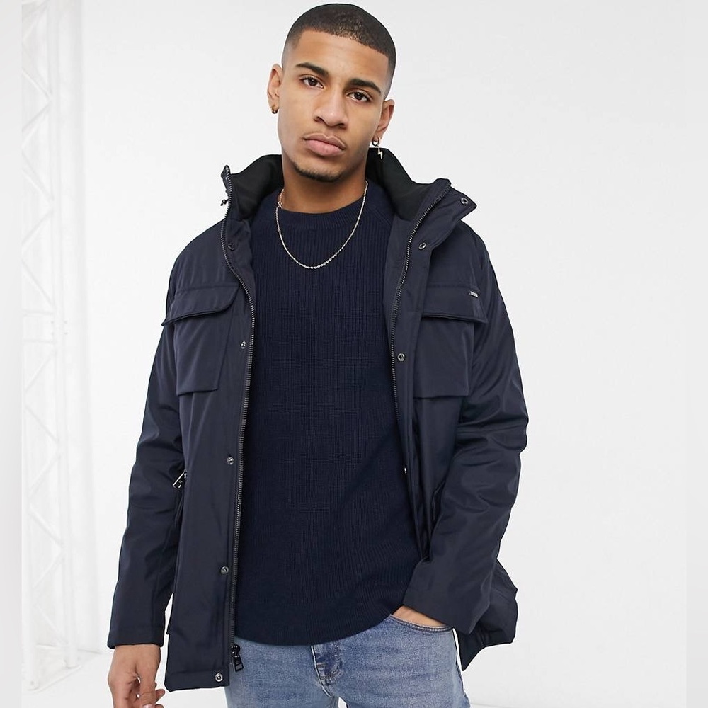 Calvin Klein Bonded Ripstop Jacket in Dark Blue